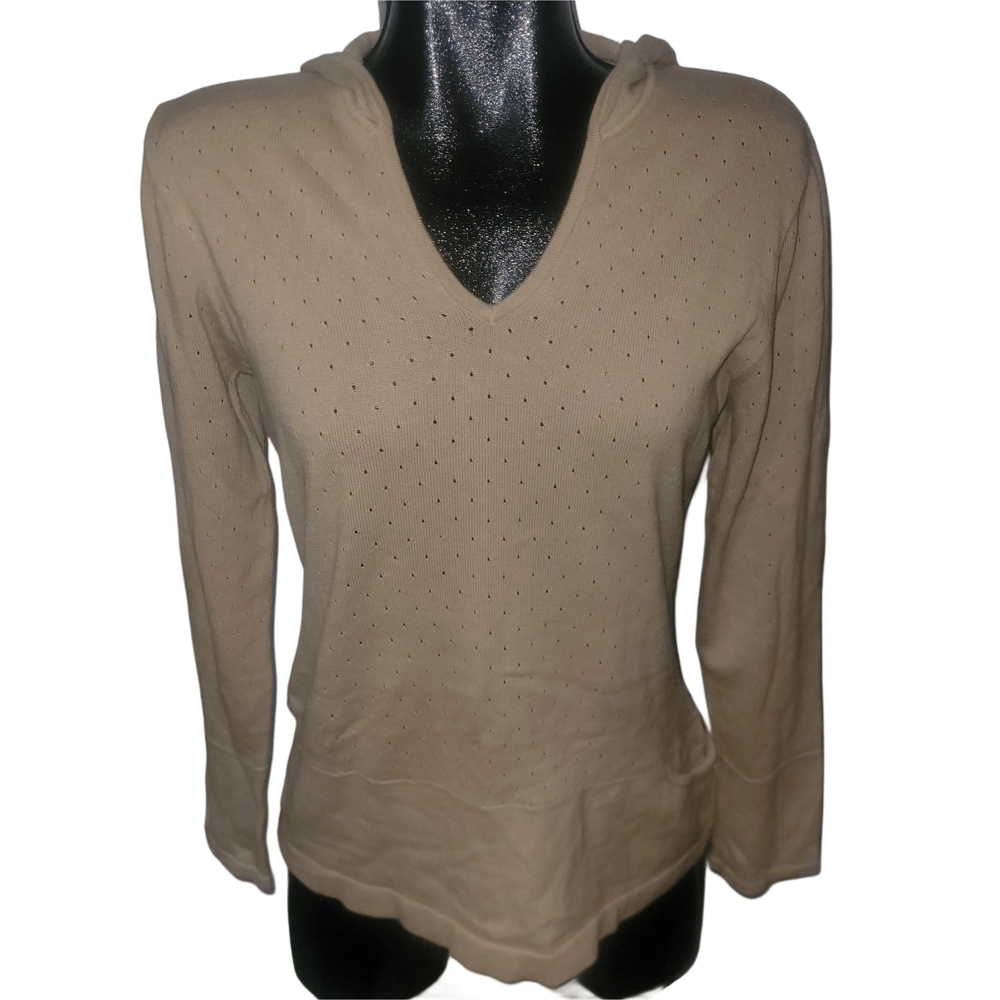 Lole Women's Tan V-Neck Pullover V-Neck Hooded Top L